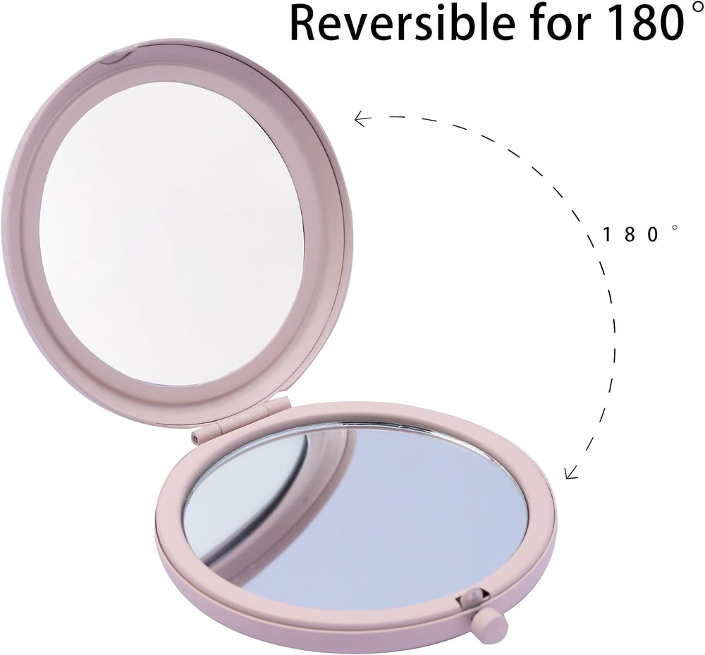 Compact Mirror for Purse, Metal Round Shell, Double-Sided 1X/12X Magnifying, ...