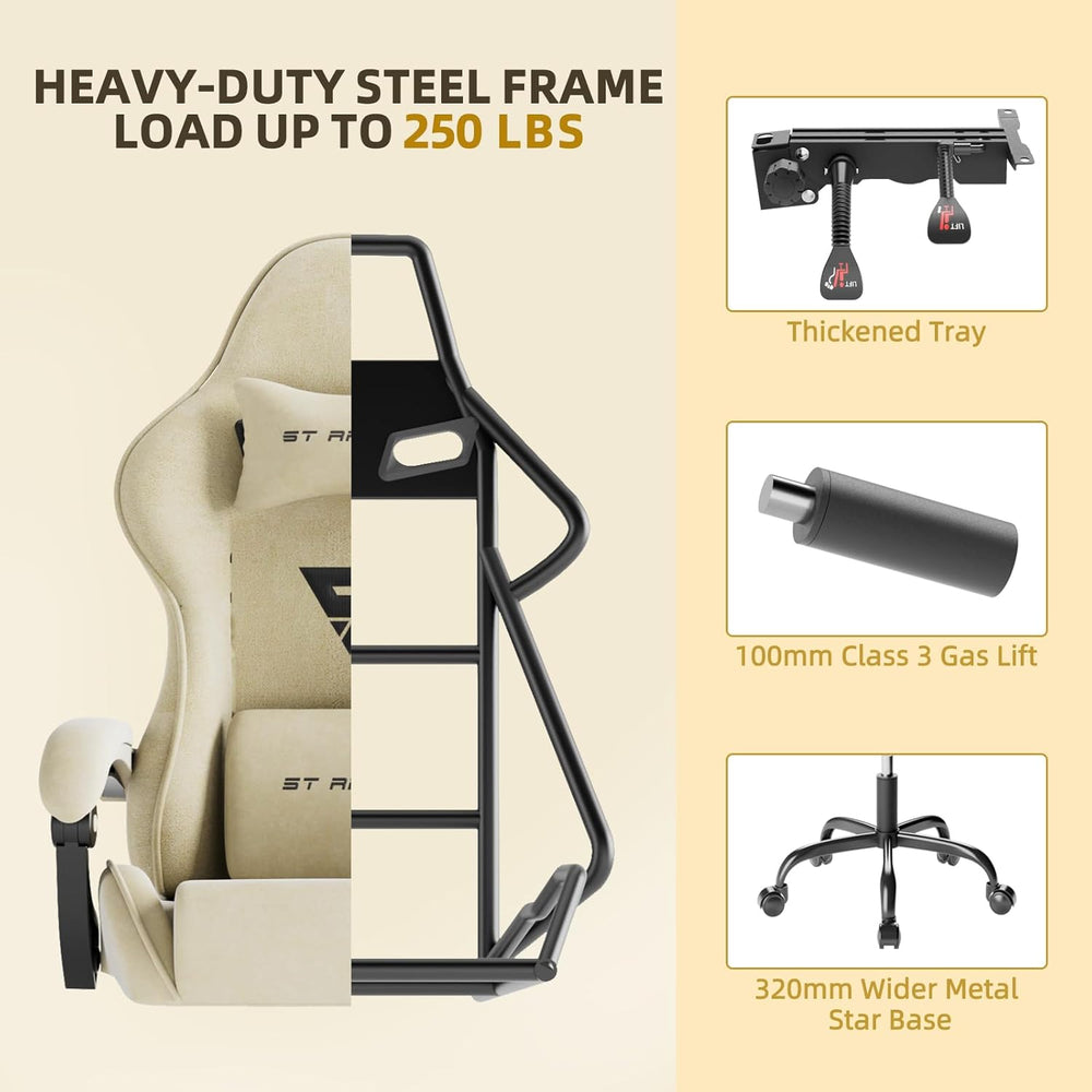Gaming Chair Racing for Adult, Office Chair with Footrest Massage Lumbar Cush...