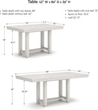 Signature Design by Ashley Robbinsdale Farmhouse Distressed Counter Height Dining Extension Table with Trestle Base, Planked Effect and 2 Removable End Leaves, White