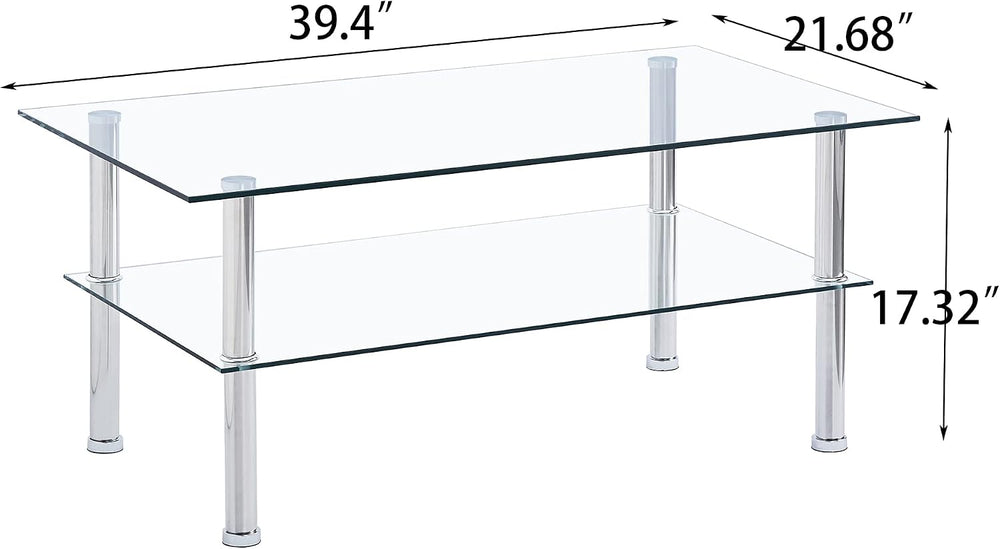Glass Coffee Table Set of 3, Modern Clear Transparent Living Room Tables, Cof...
