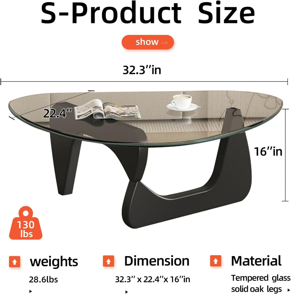 Modern Glass Coffee Table, Mid Century Small Coffee Table, Coffee Table for L...