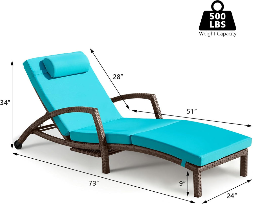Chaise Lounge Chairs Outdoor Set of 2, Comfy Outside Wicker Patio Pool Lounge...
