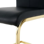 Goujxcy Dining Chairs Set of 6, Modern High Back Kitchen Chairs with Metal Legs and Faux Leather Padded Seat Upholstered Dining Chairs for Dining & Kitchen,Living Room (Black&Gold, Set of 6)