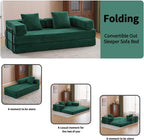 ZEIINPA Convertible Floor Sofa Bed with Fixed-Shape Frame, Modular Corduroy Folding Mattress Couch with Armrest, Floor Sofa Lounge Couch for Living Room Bedroom Lounge Studio,Emerald Green