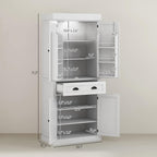 71" Kitchen Pantry Cabinet with Motion Sensor Light, Tall Storage Cabinet with 6 Door Shelves, A Drawer & 4 Adjustable Shelves, for Living Room, Dining Room, White,for Kitchen