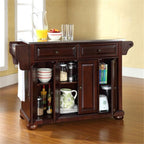 Pemberly Row Contemporary Wood Kitchen Island in Mahogany Finish