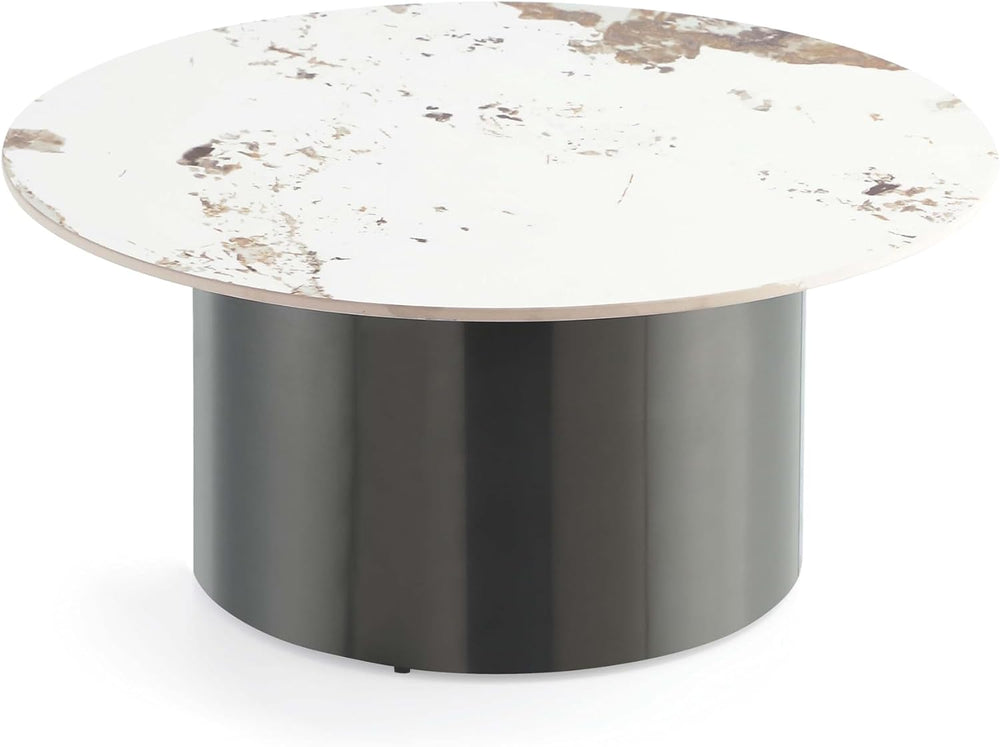 Manhattan Comfort Alondra 2 Piece Set, Round End and Coffee Tables with Sinte...