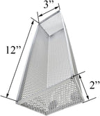 HAHIYO Stackable Mesh Tray Cup 12 x 3 x 2 inches Sturdy Container for Desk Drawer Organizer Collection for Home Office School kitchen Soft Foam Feet No Sharp Edges 2 Pack Silver
