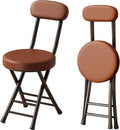 2 Pack Folding Chairs, PU Dining Chair Set with Padded Cushion and Back, Indoor Outdoor Upholstered Commercial(Brown)
