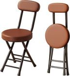 2 Pack Folding Chairs, PU Dining Chair Set with Padded Cushion and Back, Indoor Outdoor Upholstered Commercial(Brown)