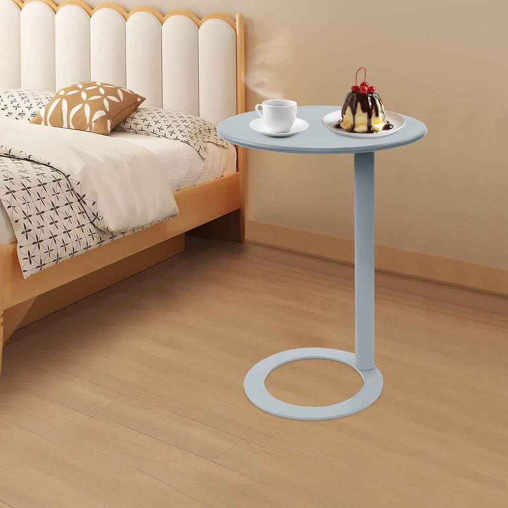 C-Shaped Round Side Table, Couch Side Tables with O-Shaped Base, Metal End Ta...