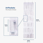 ZOBER Over the Door Shoe Organizer, 24 Pockets - Hanging Shoe Rack W/Mesh Pockets to Store Shoes, Towels, Snacks, Toys - Closet, Pantry Storage