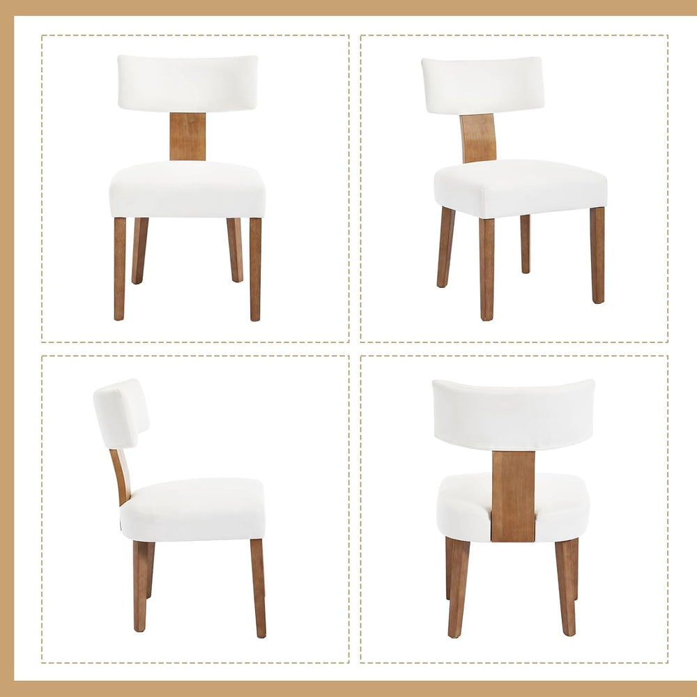 Mid Century Modern Dining Chairs Set of 4, Linen Fabric Upholstered Dining Ch...