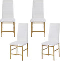 PU Dining Chairs Set of 4, Modern Kitchen & Dining Room Chairs Faux Leather Upholstered Dinner Chairs with Metal Legs for Small Space (Gold, Crossbar)