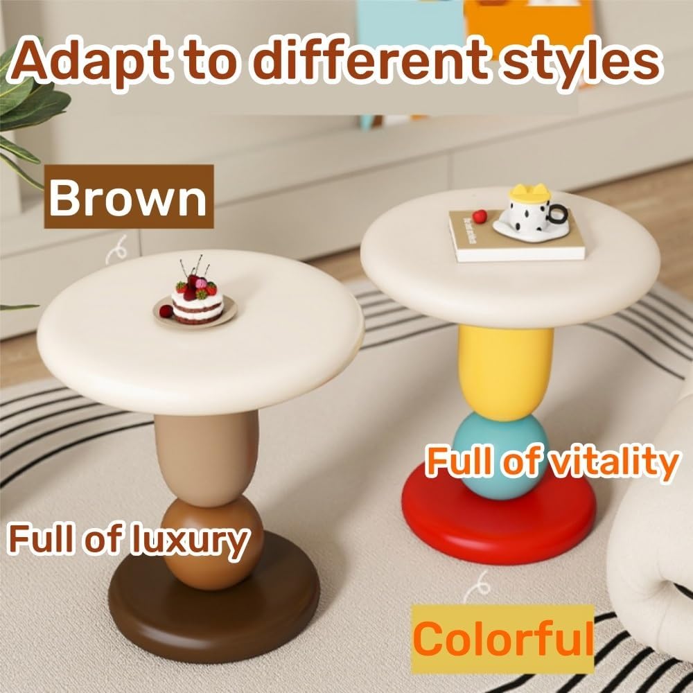 Round Bedside Table, Resin Side Table, Modern Accent Table, Simple Decorative...