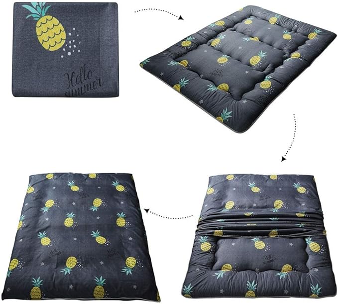 MAXYOYO Japanese Floor Mattress Futon Mattress, 4" Thicken Tatami Mat Sleeping Pad Foldable Roll Up Mat Boys Girls Dormitory Pad Kids Floor Lounger Pillow Bed, Charcoal Grey, Queen Size