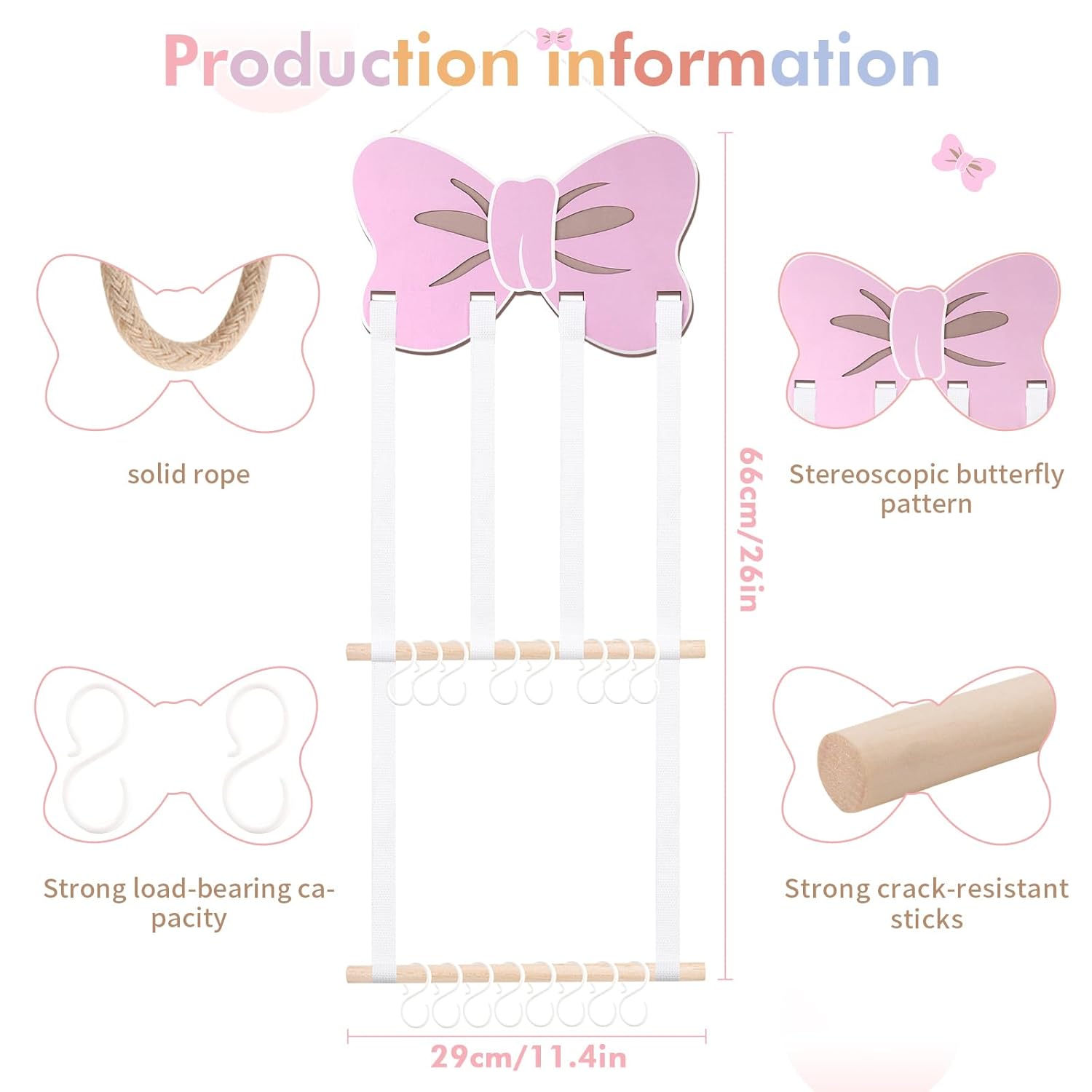 POVETIRE Headband Holder - Bow Hair Accessories Organizer, Storage Wall Hanging Display for Nursery, Toddler Girls Room