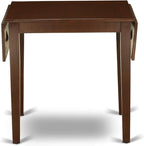 East West Furniture NDEN5-MAH-18 5 Piece Dining Table Set Includes a Rectangle Dining Room Table with Dropleaf and 4 Dark Coffee Linen Fabric Upholstered Chairs, 30x48 Inch, Mahogany