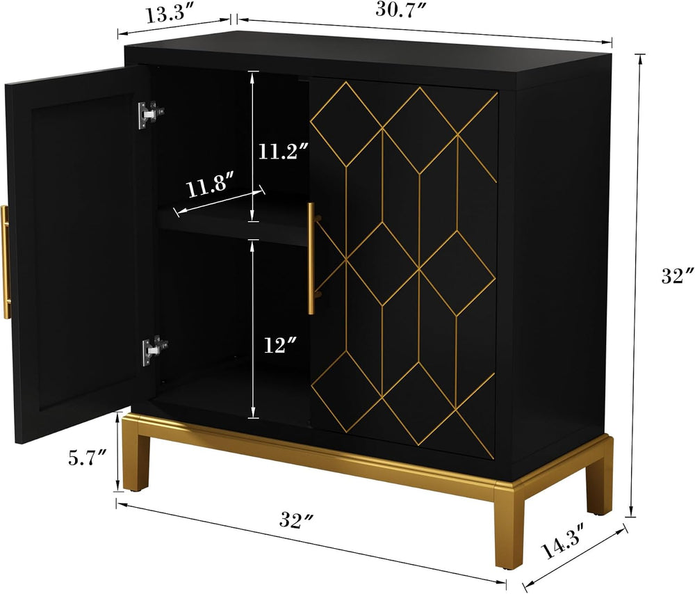 ARTPOWER Accent Cabinet with Doors, Modern Storage Cabinet, Black