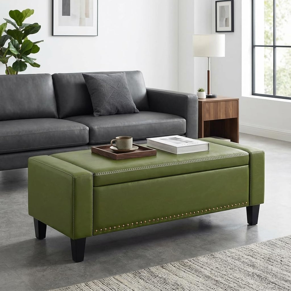 AKMAKM 49''W Storage Ottoman Bench, 30 Gallons End of Bed Bench, Faux...