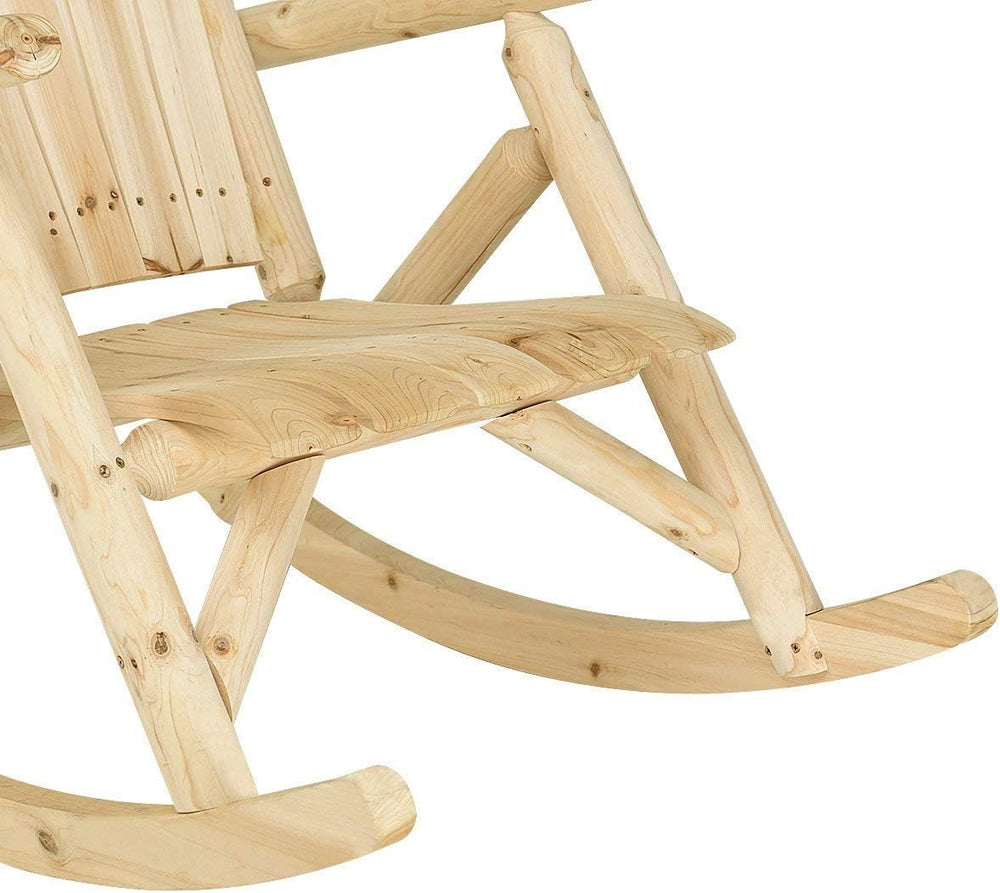 Casart Log Rocking Chair Wood Porch Rocker Lounge Patio Deck Balcony Furnitur...