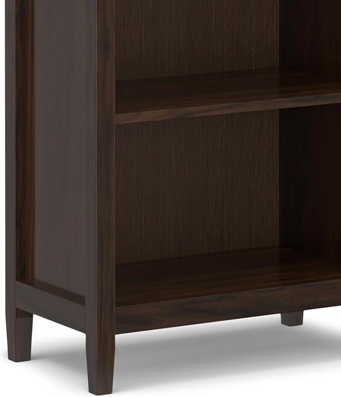 SIMPLIHOME Warm Shaker Bookcase - 72 inch Tall 5-Shelf Solid Wood Bookshelf in Tobacco Brown, Transitional Storage for Living Room, Study Room or Office with Adjustable Shelves and Tapered Legs