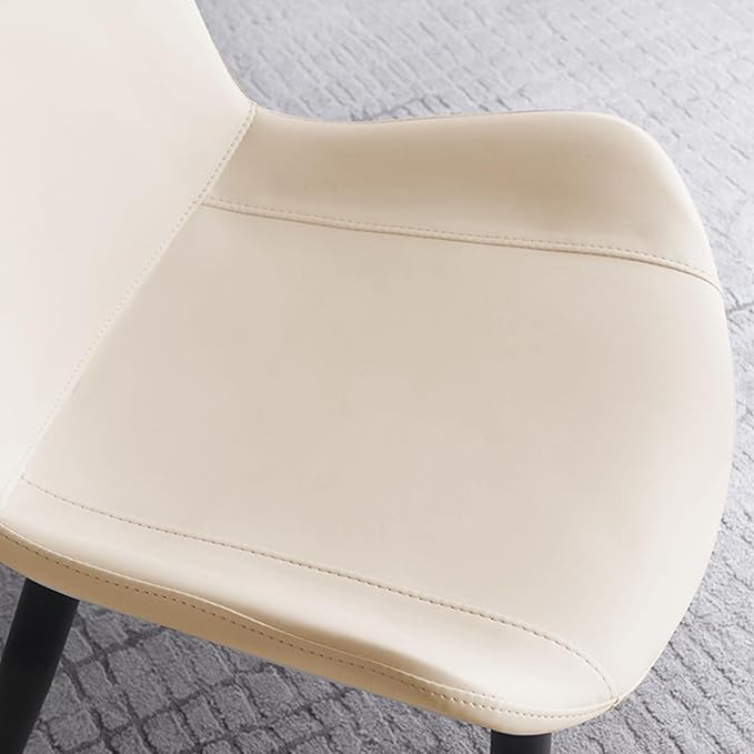 Dining Chairs, Modern PU Leather Dining Chairs, Dining Room Chairs with Sturdy Metal Legs, Upholstered Seat Kitchen Chairs for Living Room, Restaurant (Beige, Set of 4)
