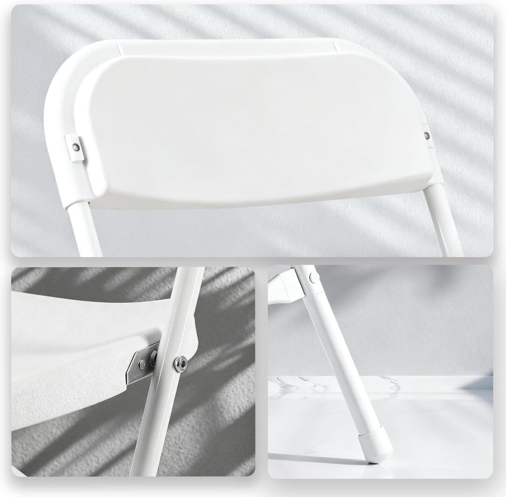 100 Pack White Plastic Folding Chairs,Steel Frame,350lb | HDPE plastic and st...