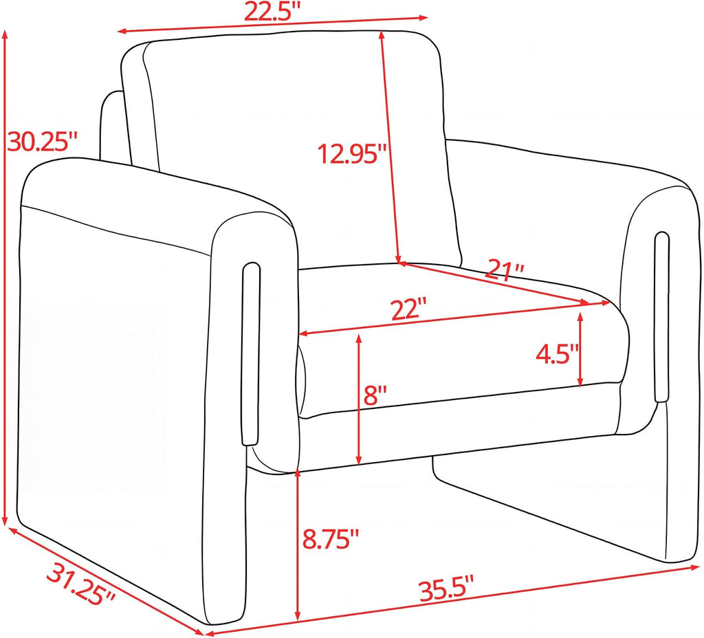 35" Wide Accent Chair, Modern Boucle Armchair with Extra Thick Cushion, Oversized Upholstered Single Sofa Reading Chair for Living Room, Bedroom, Office, Small Spaces (Cream White)