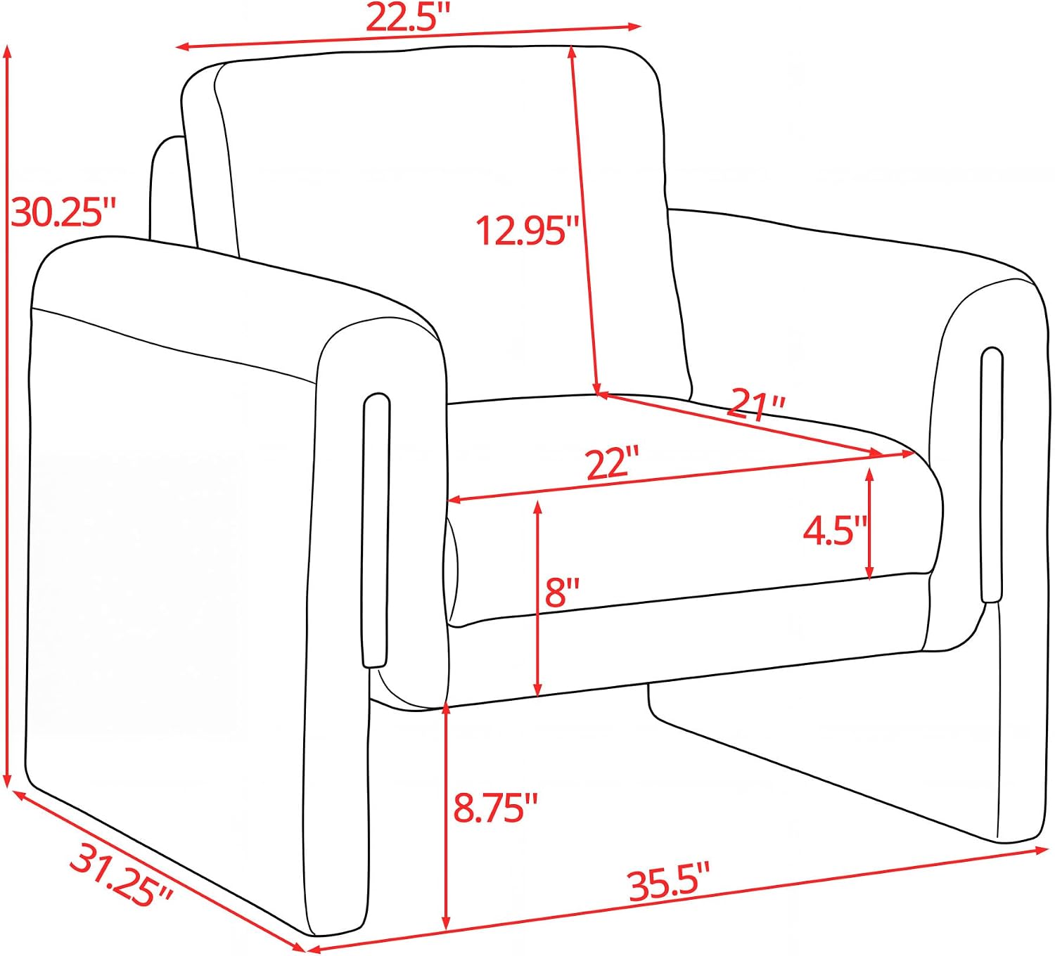 35" Wide Accent Chair, Modern Boucle Armchair with Extra Thick Cushion, Oversized Upholstered Single Sofa Reading Chair for Living Room, Bedroom, Office, Small Spaces (Cream White)