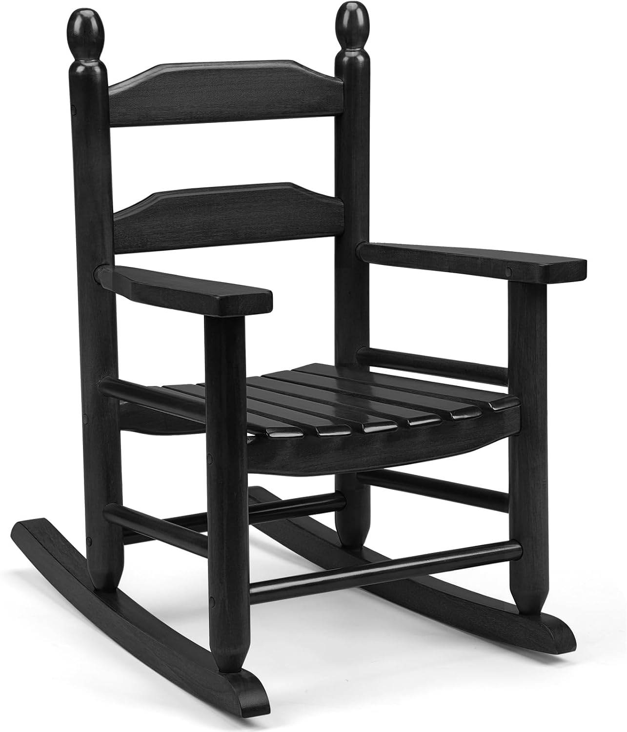 GnL Recsports Child's Wood Porch Rocker - Perfect for Indoor or Outdoor All Weather Rocker for Garden, Lawn, Balcony, Backyard and Patio Use - Suitable for 3-7 Years Old (Black)