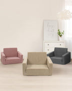 2-in-1 Kids Chair and Couch, Cozy Corduroy Kids Sofa, Pink | Fold-Out Kids Couch, Boys and Girls, Bedroom & Playroom, Reading and Playing, Lightweight, Removable Washable Cover