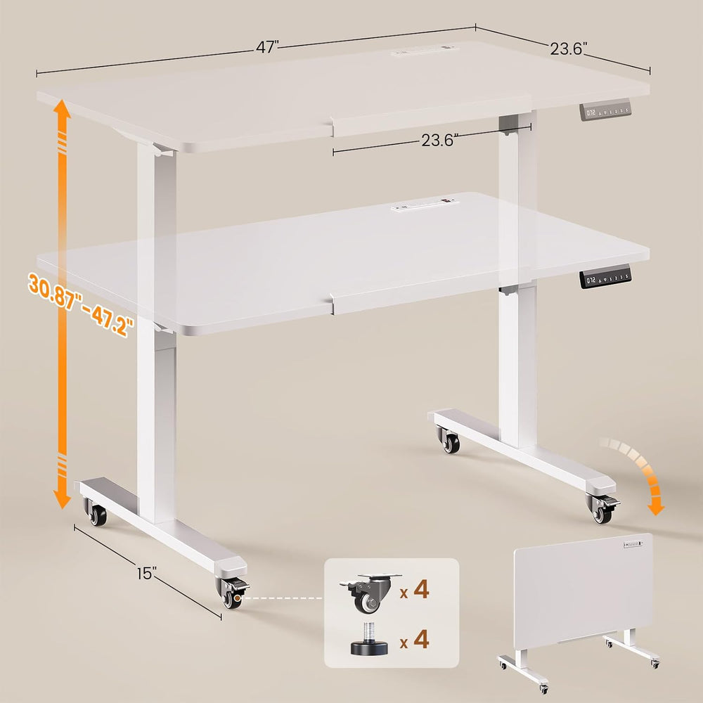 SEDETA 47 x 24 Inches Electric Standing Desk, 180° Tiltable Mobile Rising