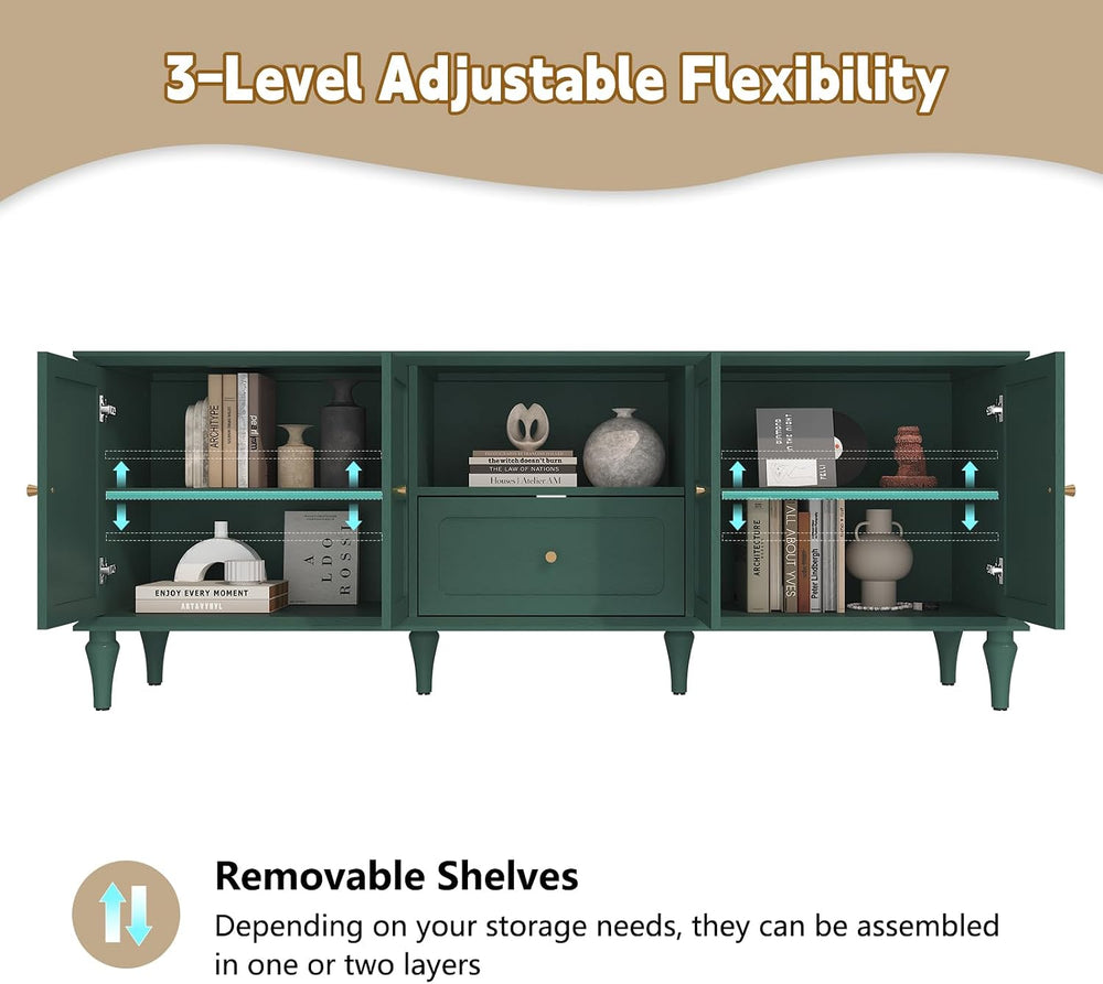 ARTPOWER 67" Mid-Century Modern TV Stand for TVs Up to 75 Inches, Green