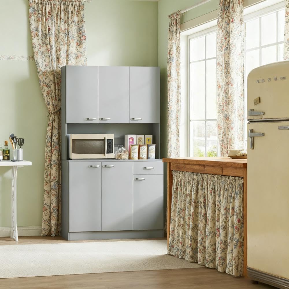 Spaco 71" Kitchen Pantry Cabinet,Modern Food Storage Cabinet with Microw...