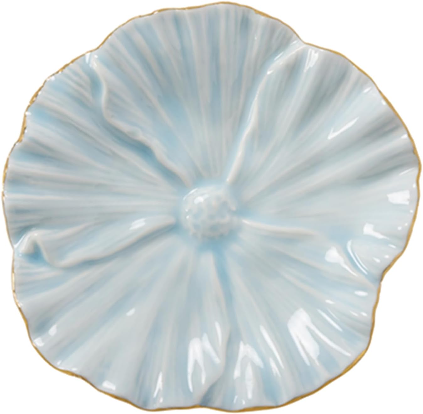 Flower Ring Dish, Ceramic Ring Holder Jewelry Tray Trinket Dish, Fairy Organizer Plate Vanity Decorations, Gifts for Friends Sisters Daughter Mother (Blue)