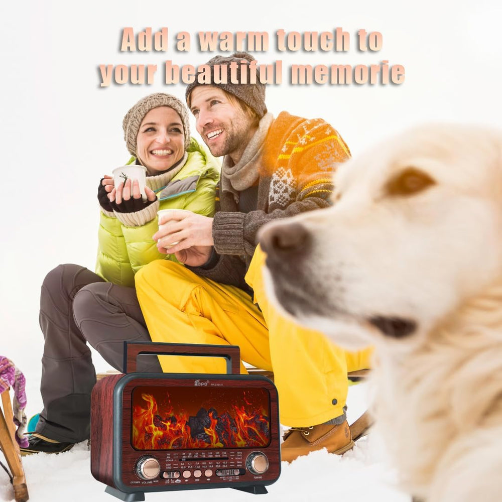 Retro Portable Radio AM FM SW Shortwave Radio with Bluetooth Speaker,Flame At...