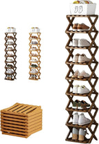 The 9-Tier No-Assembly Bamboo Rack, 2026 New 9 Tier Bamboo Shoe Rack, Bamboos Shoes Storage Racks, Foldable Vertical Organizer for Entryway, Closet, Bedroom, Small Spaces (Brown 9 Tier)