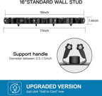 IMILLET Broom Holder Wall Mount, Broom Holder Stainless Steel Heavy Duty Garage Organization Broom Organizer Wall Mount Self Adhesive Laundry Room Organization and Storage（5 Racks and 4 Hooks）