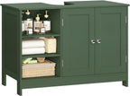 TEENFON 35.4" Pedestal Sink Storage Cabinet with 2 Doors and Adjustable Shelves, Bathroom Sink Cabinet, Under Sink Storage with U-Shape Cut-Out, Green UNYSG034V
