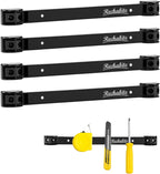 4 Pieces 12" Magnetic Tool Holder Strip, Black Magnet Bar, Metal Tool Organizer Rack for Garage Organization, Easy To Install in Workshop, Mounting Screws Included