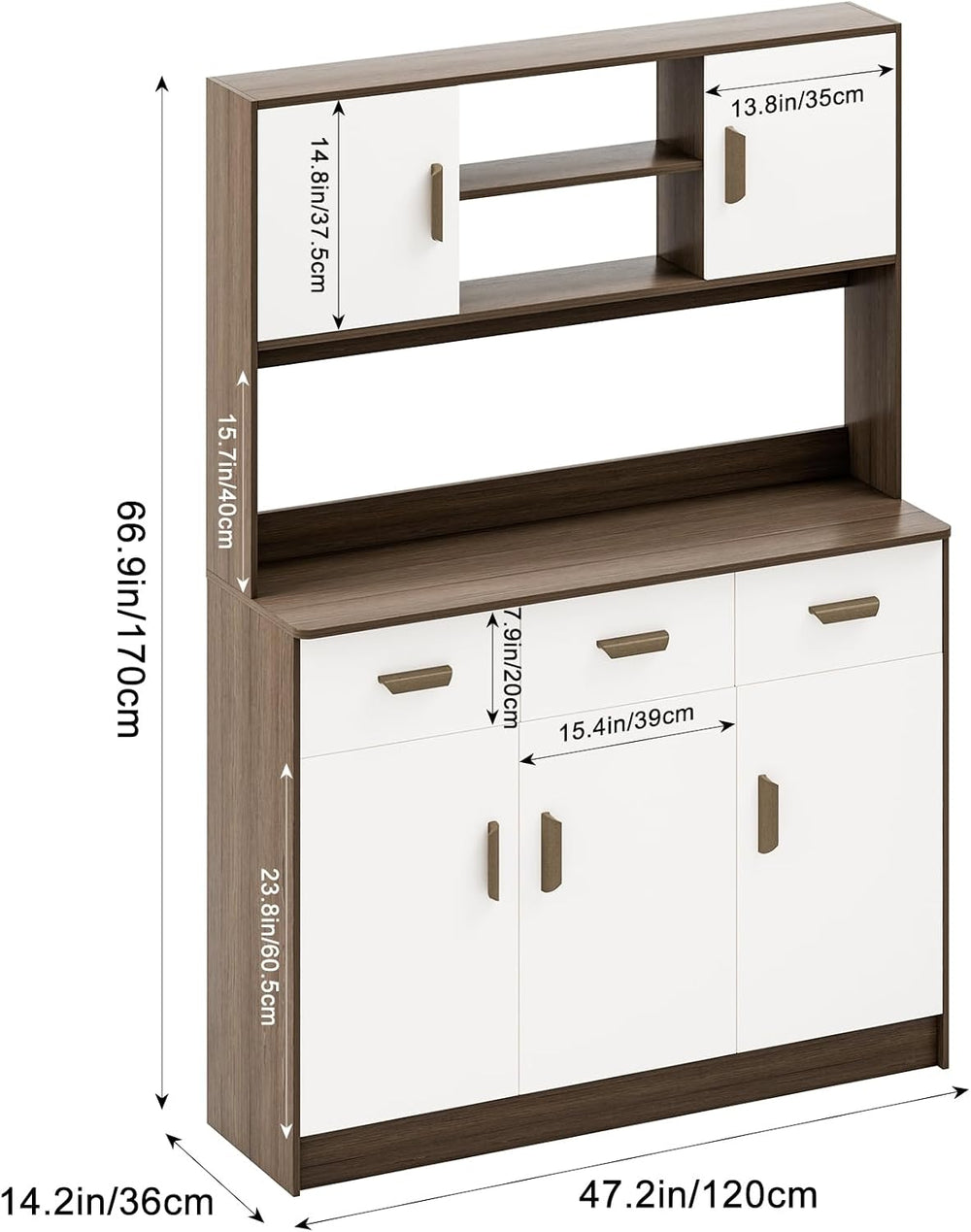 Talent Star Pantry Cabinets for Kitchen Storage, Freestanding Hutch Cabinet w...