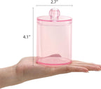 Tbestmax 4 pcs Qtips Holder Bathroom Container, 10 OZ Apothecary Jar, Pink Cotton Ball/Swabs Dispenser Organizer for Storage
