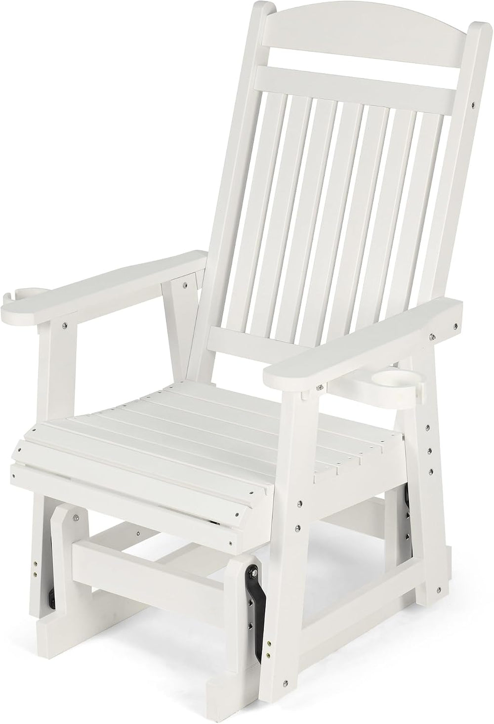 Poly Lumber Patio Glider for One Person, with Cup Holders, High Backrest and ...