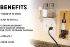 Power Perch Double Wall Outlet Shelf with Cord Storage Strap - Declutter & Reclaim Bathroom Counter Space - Alexa Stand, Apple Homepod Shelf, Toothbrush Holders Wall Mounted - Almond, 2-Pack