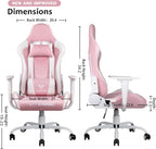 Gaming Chair High Back Gaming Chair for Teens, Ergonomic Racing Chair Computer Desk Chair with Massage Lumbar Support and Headrest, Cute Gamer Chair with Height Adjustable (Pink)