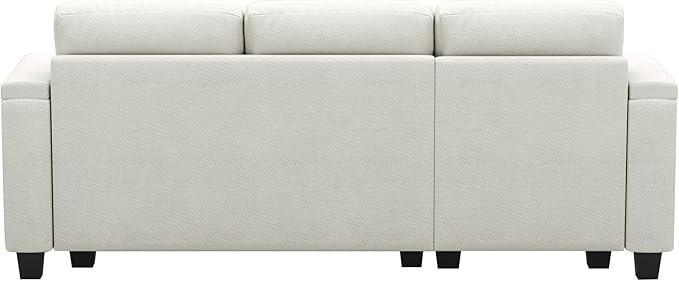 Belffin Small Corner Modular Sectional Couches for Living Room U Shaped Couch with Cup Holder White Couch