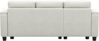 Belffin Small Corner Modular Sectional Couches for Living Room U Shaped Couch with Cup Holder White Couch