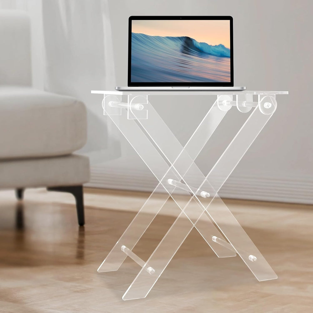 Acrylic Side Table, Folding Tv Tray Table Freestanding Foldable Tv Tray Table...