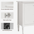 RoyalCraft 59" Buffet Cabinet with Storage, Vintage Sideboard with Adjustable Shelves & Carved Handle, Mid Century Modern Painted Credenza Coffee Bar for Kitchen, Dining Room, Satin White